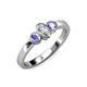 3 - Caron 0.70 ctw Natural GIA Certified Diamond Oval Shape (6x4 mm) and Side Tanzanite Three Stone Ring  