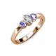 3 - Caron 0.70 ctw Natural GIA Certified Diamond Oval Shape (6x4 mm) and Side Tanzanite Three Stone Ring  