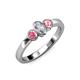 3 - Caron 0.70 ctw Natural GIA Certified Diamond Oval Shape (6x4 mm) and Side Pink Tourmaline Three Stone Ring  