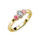 3 - Caron 0.70 ctw Natural GIA Certified Diamond Oval Shape (6x4 mm) and Side Pink Tourmaline Three Stone Ring  