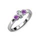 3 - Caron 0.68 ctw Natural GIA Certified Diamond Oval Shape (6x4 mm) and Side Amethyst Three Stone Ring  