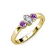 3 - Caron 0.68 ctw Natural GIA Certified Diamond Oval Shape (6x4 mm) and Side Amethyst Three Stone Ring  