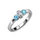 3 - Caron 0.68 ctw Natural GIA Certified Diamond Oval Shape (6x4 mm) and Side Blue Topaz Three Stone Ring  