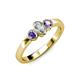 3 - Caron 0.68 ctw Natural GIA Certified Diamond Oval Shape (6x4 mm) and Side Iolite Three Stone Ring  