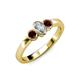 3 - Caron 0.74 ctw Natural GIA Certified Diamond Oval Shape (6x4 mm) and Side Red Garnet Three Stone Ring  
