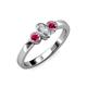 3 - Caron 0.74 ctw Natural GIA Certified Diamond Oval Shape (6x4 mm) and Side Rhodolite Garnet Three Stone Ring  