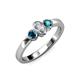 3 - Caron 0.70 ctw Natural GIA Certified Diamond Oval Shape (6x4 mm) and Side Blue Diamond Three Stone Ring  