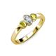 3 - Caron 0.70 ctw Natural GIA Certified Diamond Oval Shape (6x4 mm) and Side Yellow Diamond Three Stone Ring  
