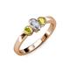 3 - Caron 0.70 ctw Natural GIA Certified Diamond Oval Shape (6x4 mm) and Side Yellow Diamond Three Stone Ring  