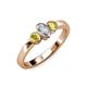 3 - Caron 0.72 ctw Natural GIA Certified Diamond Oval Shape (6x4 mm) and Side Yellow Sapphire Three Stone Ring  