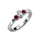 3 - Caron 0.72 ctw Natural GIA Certified Diamond Oval Shape (6x4 mm) and Side Ruby Three Stone Ring  