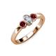 3 - Caron 0.72 ctw Natural GIA Certified Diamond Oval Shape (6x4 mm) and Side Ruby Three Stone Ring  