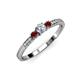 2 - Tresu Diamond and Red Garnet Three Stone Engagement Ring 