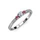 2 - Tresu Diamond and Rhodolite Garnet Three Stone Engagement Ring 