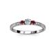 3 - Tresu Diamond and Red Garnet Three Stone Engagement Ring 