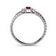 4 - Tresu Red Garnet and Diamond Three Stone Engagement Ring 