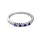 2 - Evia 2.00 mm Princess Cut Blue Sapphire and Diamond 7 Stone Wedding Band 
