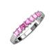 3 - Evia 3.00 mm Princess Cut Pink Sapphire 7 Stone Wedding Band 