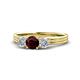 1 - Alyssa 5.50 mm Red Garnet and Diamond Thick Shank Three Stone Ring 