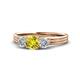 1 - Alyssa 5.50 mm Yellow and White Diamond Thick Shank Three Stone Ring 
