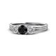 1 - Alyssa 5.50 mm Black and White Diamond Thick Shank Three Stone Ring 