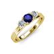 2 - Alyssa 5.50 mm Blue Sapphire and Diamond Thick Shank Three Stone Ring 