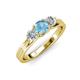 2 - Alyssa 5.50 mm Blue Topaz and Diamond Thick Shank Three Stone Ring 