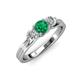 2 - Alyssa 5.50 mm Emerald and Diamond Thick Shank Three Stone Ring 
