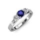 2 - Alyssa 5.50 mm Blue Sapphire and Diamond Thick Shank Three Stone Ring 
