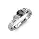 2 - Alyssa 5.50 mm Black and White Diamond Thick Shank Three Stone Ring 