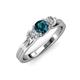 2 - Alyssa 5.50 mm Blue and White Diamond Thick Shank Three Stone Ring 