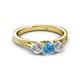 3 - Alyssa 5.50 mm Blue Topaz and Diamond Thick Shank Three Stone Ring 