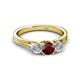 3 - Alyssa 5.50 mm Red Garnet and Diamond Thick Shank Three Stone Ring 