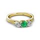 3 - Alyssa 5.50 mm Emerald and Diamond Thick Shank Three Stone Ring 