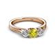 3 - Alyssa 5.50 mm Yellow and White Diamond Thick Shank Three Stone Ring 