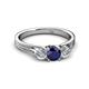 3 - Alyssa 5.50 mm Blue Sapphire and Diamond Thick Shank Three Stone Ring 