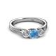 3 - Alyssa 5.50 mm Blue Topaz and Diamond Thick Shank Three Stone Ring 