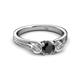 3 - Alyssa 5.50 mm Black and White Diamond Thick Shank Three Stone Ring 