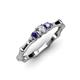 3 - Twyla 0.26 ctw Natural Diamond (3.40 mm) and Iolite Three Stone Engagement Ring  