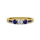 2 - Ayaka Diamond and Blue Sapphire Three Stone with Side Blue Sapphire Ring 