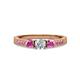 2 - Ayaka Diamond and Pink Sapphire Three Stone with Side Pink Sapphire Ring 
