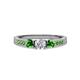 2 - Ayaka Diamond and Green Garnet Three Stone with Side Green Garnet Ring 