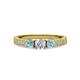 2 - Ayaka Diamond and Aquamarine Three Stone with Side Aquamarine Ring 