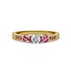 2 - Ayaka Diamond and Pink Tourmaline Three Stone with Side Pink Tourmaline Ring 