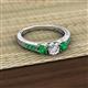 2 - Ayaka Diamond and Emerald Three Stone with Side Emerald Ring 