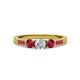 2 - Ayaka Diamond and Ruby Three Stone with Side Ruby Ring 