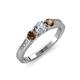 2 - Ayaka Diamond and Smoky Quartz Three Stone Engagement Ring 