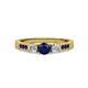 2 - Ayaka Blue Sapphire and Diamond Three Stone with Side Blue Sapphire Ring 