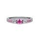 2 - Ayaka Pink Sapphire and Diamond Three Stone with Side Pink Sapphire Ring 