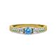 2 - Ayaka Blue Topaz and Diamond Three Stone with Side Blue Topaz Ring 